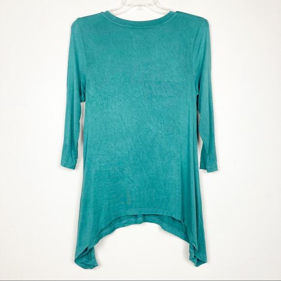 LOGO Lori Goldstein Green 3/4 Tunic Pocket Shirt Sz S - Picture 4 of 6